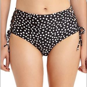 Juniors Polka Dot Lace-Up High-Waist Bikini Bottom